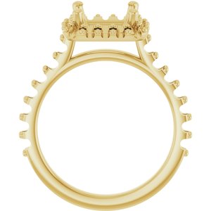 14K Yellow Gold 7 mm Square Engagement Ring Mounting