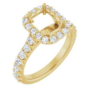 14K Yellow Gold 8x6 mm Emerald 3/4 CTW Lab-Grown Diamond Semi-Set Engagement Ring