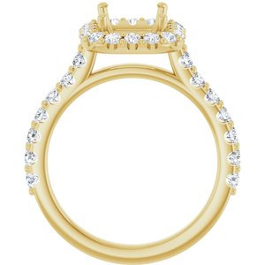 14K Yellow Gold 9x7 mm Emerald 7/8 CTW Lab-Grown Diamond Semi-Set Engagement Ring