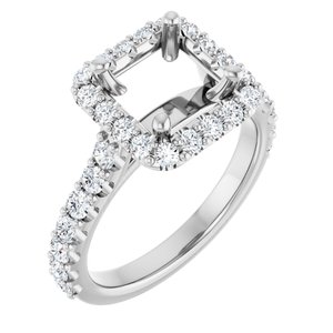 14K White Gold 6.5x6.5 mm Square 5/8 CTW Natural Diamond Semi-Set Engagement Ring