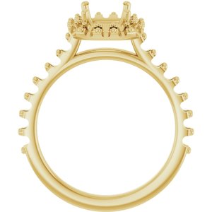 14K Yellow Gold 8x6 mm Emerald Engagement Ring Mounting