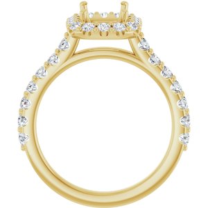 14K Yellow Gold 8x6 mm Emerald 3/4 CTW Lab-Grown Diamond Semi-Set Engagement Ring