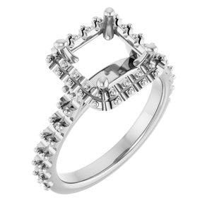 14K White Gold 7 mm Square Engagement Ring Mounting