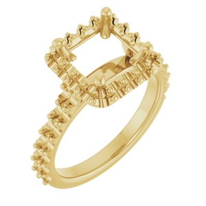 14K Yellow Gold 7 mm Square Engagement Ring Mounting
