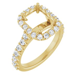 14K Yellow Gold 9x7 mm Emerald 7/8 CTW Lab-Grown Diamond Semi-Set Engagement Ring