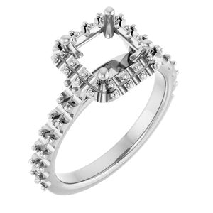 14K White Gold 6 mm Square Engagement Ring Mounting