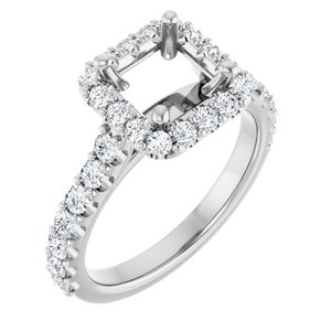 14K White Gold 6x6 mm Square 3/4 CTW Natural Diamond Semi-Set Engagement Ring