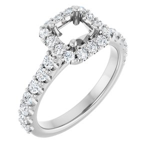 14K White Gold 4.5x4.5 mm Square 3/4 CTW Natural Diamond Semi-Set Engagement Ring
