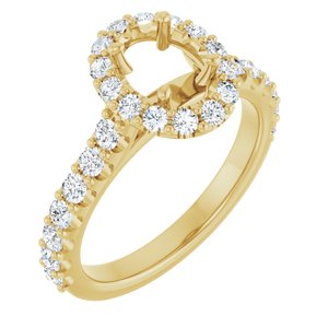 14K Yellow Gold 7x5 mm Oval 5/8 CTW Natural Diamond Semi-Set Engagement Ring