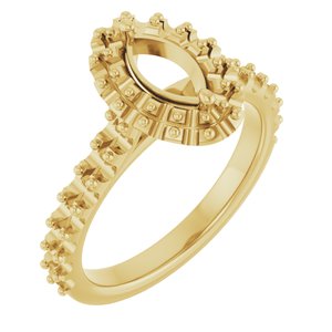 14K Yellow Gold 8x4 mm Marquise Engagement Ring Mounting