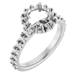 14K White Gold 6.5 mm Round Engagement Ring Mounting