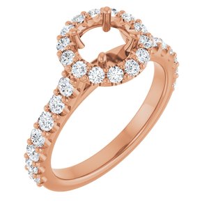 14K Rose Gold 5.8 mm Round 3/4 CTW Lab-Grown Diamond Semi-Set Engagement Ring