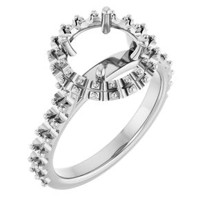 Platinum 8 mm Round Engagement Ring Mounting