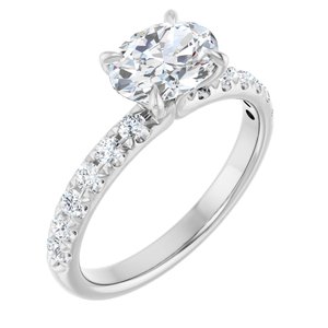 14K White Gold 8x6 mm Oval 1/3 CTW Natural Diamond Semi-Set Engagement Ring