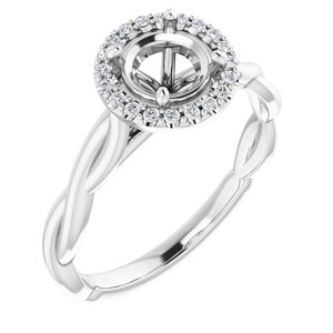 14K White Gold 6.5 mm Round .08 CTW Natural Diamond Semi-Set Engagement Ring