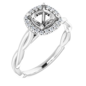 14K White Gold 6 mm Cushion .08 CTW Natural Diamond Semi-Set Engagement Ring