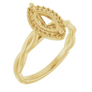 14K Yellow Gold  10x5 mm Marquise Engagement Ring Mounting
