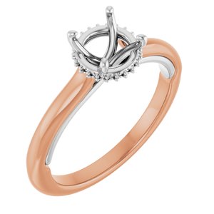 14K Rose/White Gold 6.5 mm Round Engagement Ring Mounting