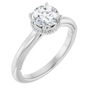 14K White Gold 6.5 mm Round .05 CTW Natural Diamond Semi-Set Engagement Ring