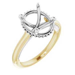 14K Yellow/White Gold 11x9 mm Oval Engagement Ring Mounting
