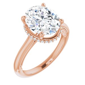 14K Rose Gold 11x9 mm Oval 1/8 CTW Lab-Grown Diamond Semi-Set Engagement Ring