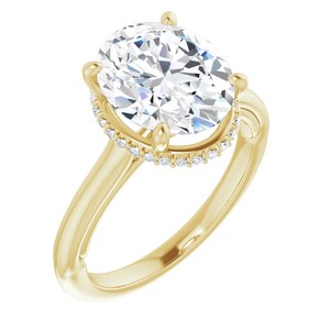 14K Yellow Gold 11x9 mm Oval 1/8 CTW Lab-Grown Diamond Semi-Set Engagement Ring