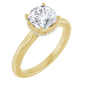 14K Yellow Gold 7x7 mm Cushion .05 CTW Lab-Grown Diamond Semi-Set Engagement Ring