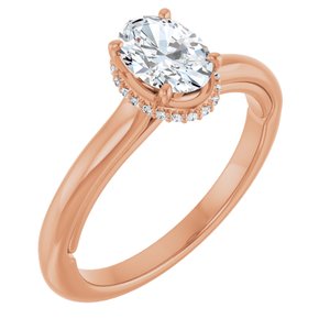 14K Rose Gold 7x5 mm Oval .04 CTW Lab-Grown Diamond Semi-Set Engagement Ring