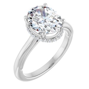 14K White Gold 10x8 mm Oval 1/10 CTW Lab-Grown Diamond Semi-Set Engagement Ring