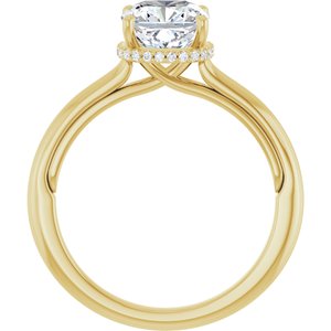 14K Yellow Gold 7x7 mm Cushion .05 CTW Lab-Grown Diamond Semi-Set Engagement Ring