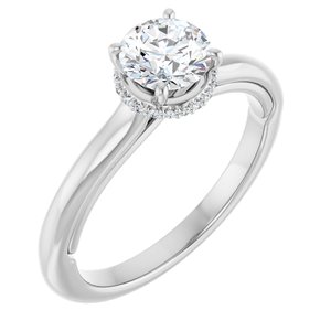 14K White Gold 5.8 mm Round .04 CTW Natural Diamond Semi-Set Engagement Ring