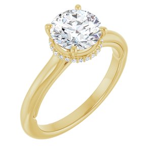 14K Yellow Gold 7.4 mm Round .05 CTW Natural Diamond Semi-Set Engagement Ring
