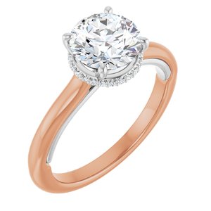 14K Rose/White Gold 7.4 mm Round .05 CTW Natural Diamond Semi-Set Engagement Ring