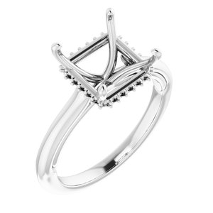 14K White Gold 8x8 mm Square Engagement Ring Mounting