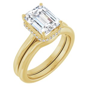 14K Yellow Gold 9x7 mm Emerald .07 CTW Natural Diamond Semi-set Engagement Ring