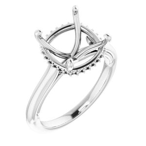 Platinum  10x10 mm Cushion Engagement Ring Mounting