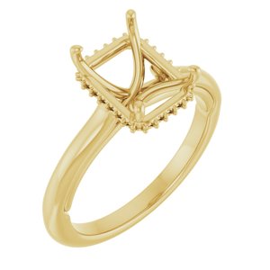 14K Yellow Gold 9x7 mm Emerald Engagement Ring Mounting