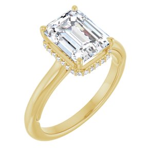 14K Yellow Gold 9x7 mm Emerald .07 CTW Natural Diamond Semi-set Engagement Ring