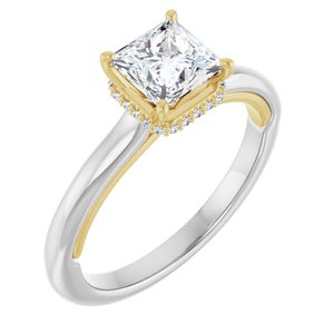 14K White/Yellow Gold 5.5x5.5 mm Square .05 CTW Diamond Semi-Set Engagement Ring