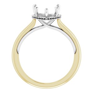 14K Yellow/White Gold 9x9 mm Heart Engagement Ring Mounting
