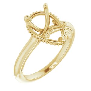 14K Yellow Gold 12x8 mm Pear Engagement Ring Mounting