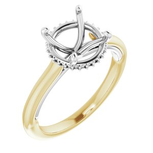 18K Yellow/White Gold 8.8 mm Round Engagement Ring Mounting