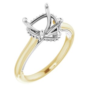 14K Yellow/White Gold 9x9 mm Heart Engagement Ring Mounting
