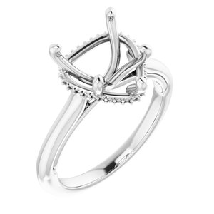 14K White Gold 10x10 mm Heart Engagement Ring Mounting