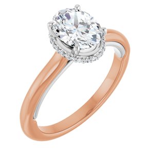 14K Rose/White Gold 8x6 mm Oval .06 CTW Natural Diamond Semi-Set Engagement Ring