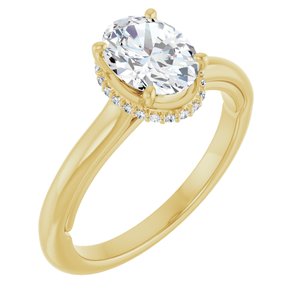 14K Yellow Gold 8x6 mm Oval .06 CTW Lab-Grown Diamond Semi-Set Engagement Ring