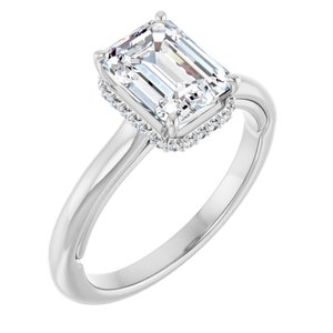 14K White Gold 8x6 mm Emerald .06 CTW Lab-Grown Diamond Semi-Set Engagement Ring