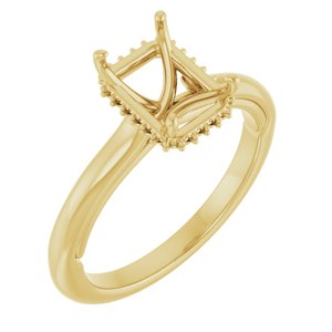 14K Yellow Gold 8x6 mm Emerald Engagement Ring Mounting