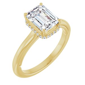 14K Yellow Gold 8x6 mm Emerald .07 CTW Natural Diamond Semi-Set Engagement Ring