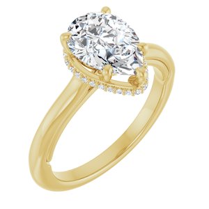 14K Yellow Gold 10x7 mm Pear .06 CTW Natural Diamond Semi-set Engagement Ring